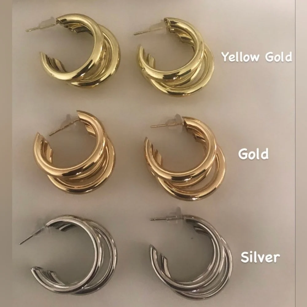 Glossy Silver Hoop Earrings